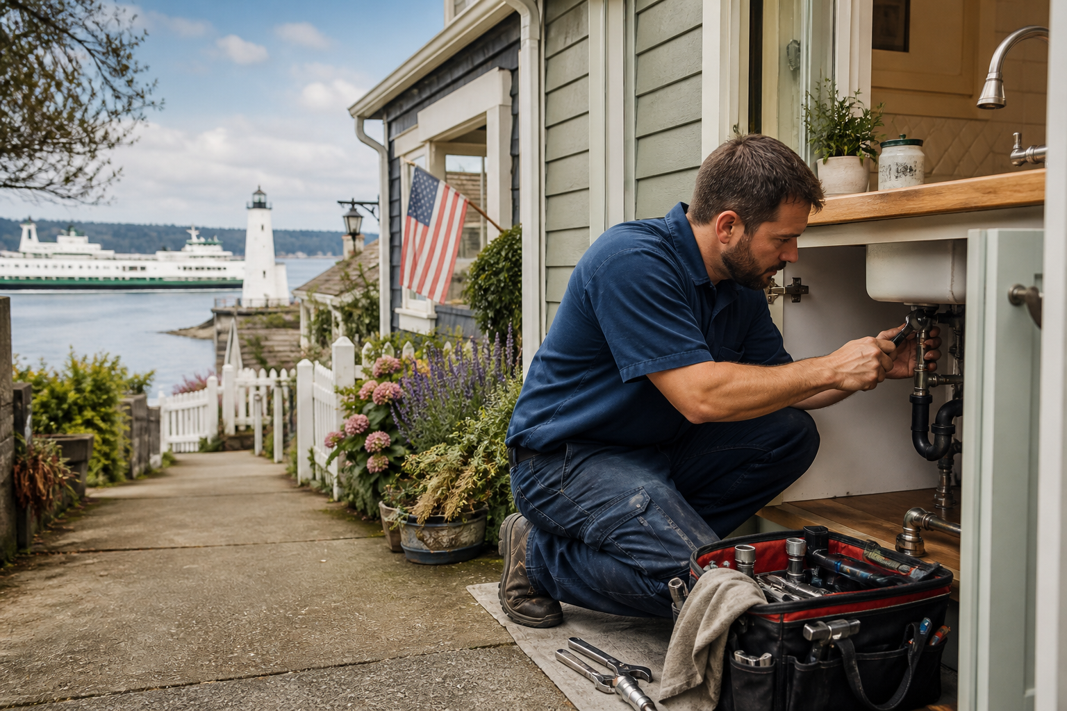 Plumber at a Mukilteo WA home near the ferry